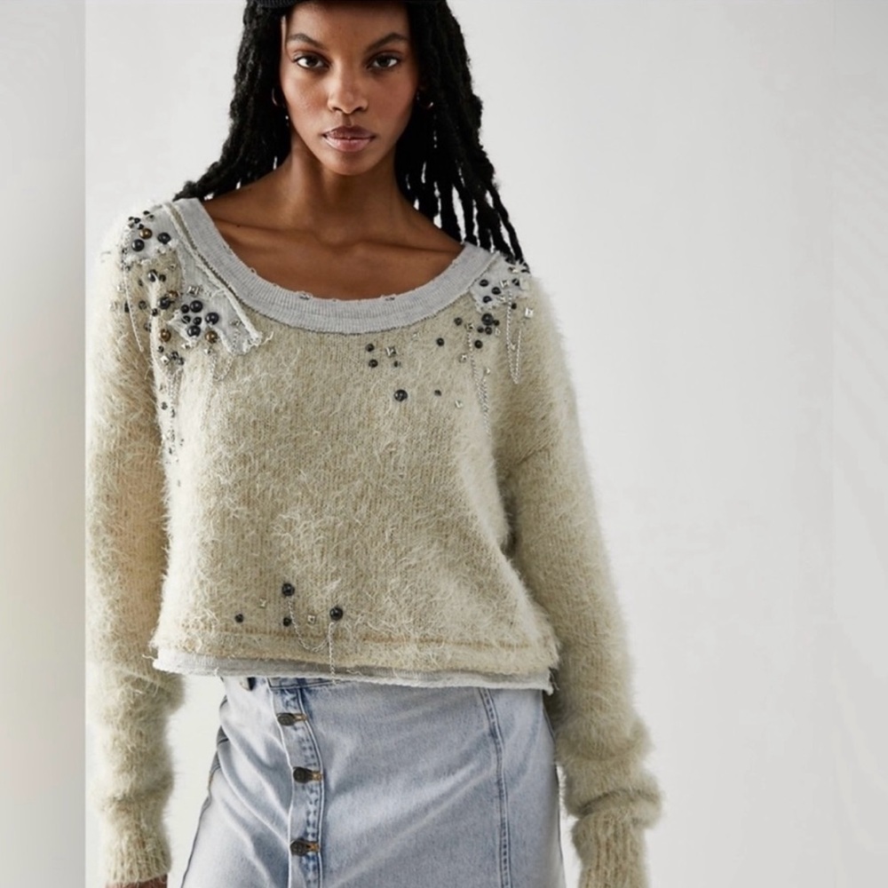 Free People 
Glam Embellished Pullover NWOT - Picture 4 of 5